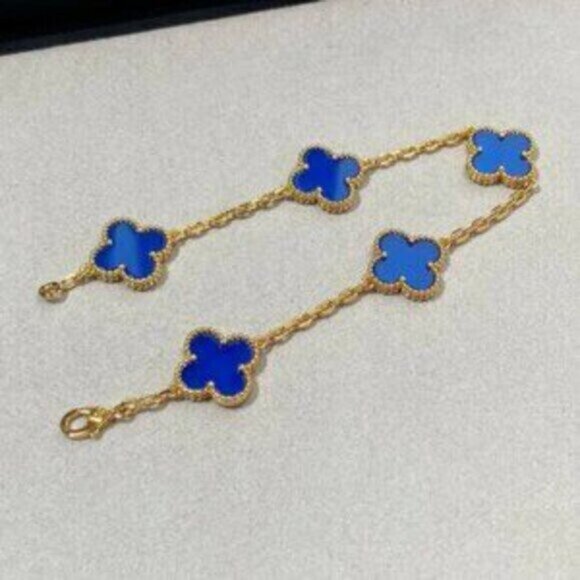 Authentic Van Cleef & Arpels 18K gold blue agate bracelet - Picture 2 of 8